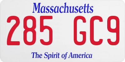 MA license plate 285GC9