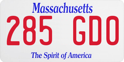 MA license plate 285GD0