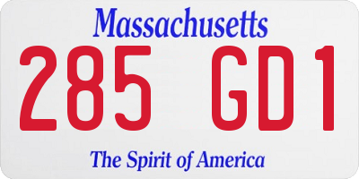 MA license plate 285GD1