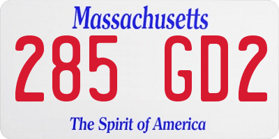 MA license plate 285GD2