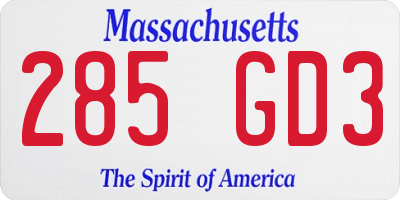 MA license plate 285GD3