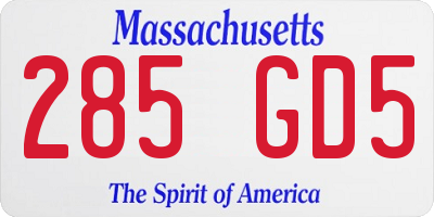 MA license plate 285GD5
