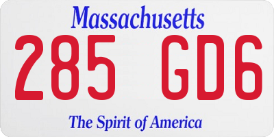 MA license plate 285GD6