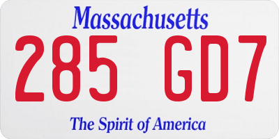 MA license plate 285GD7