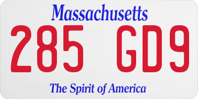 MA license plate 285GD9