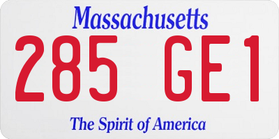 MA license plate 285GE1