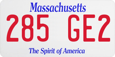 MA license plate 285GE2
