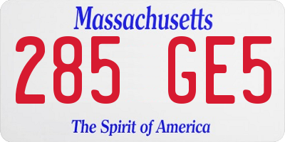 MA license plate 285GE5