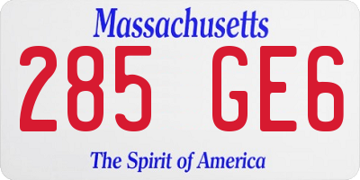 MA license plate 285GE6