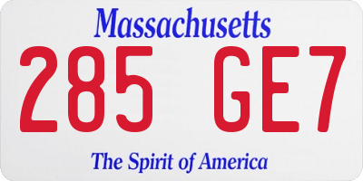 MA license plate 285GE7