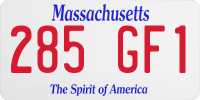 MA license plate 285GF1