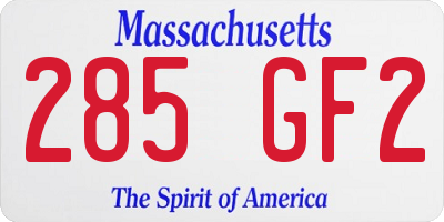 MA license plate 285GF2