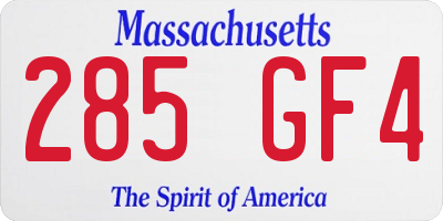 MA license plate 285GF4