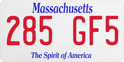 MA license plate 285GF5