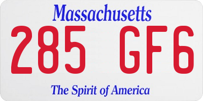 MA license plate 285GF6