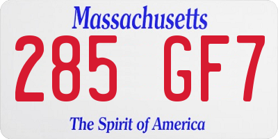 MA license plate 285GF7