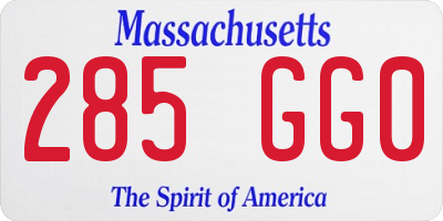 MA license plate 285GG0