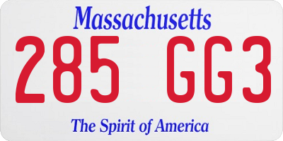 MA license plate 285GG3