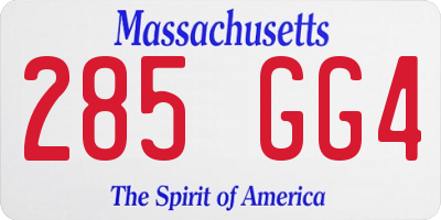 MA license plate 285GG4