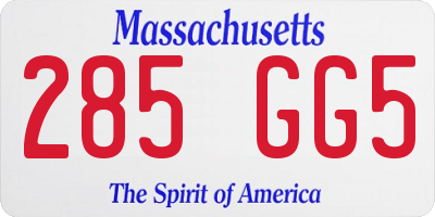 MA license plate 285GG5