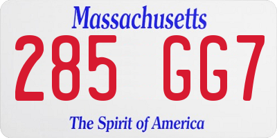 MA license plate 285GG7