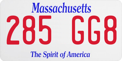 MA license plate 285GG8