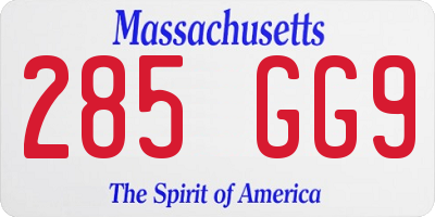 MA license plate 285GG9