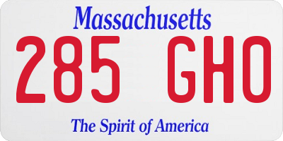 MA license plate 285GH0
