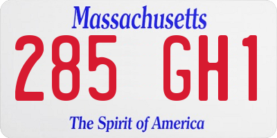 MA license plate 285GH1