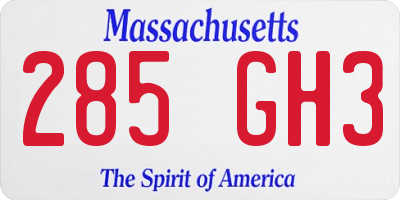 MA license plate 285GH3