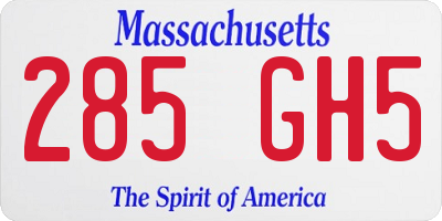 MA license plate 285GH5