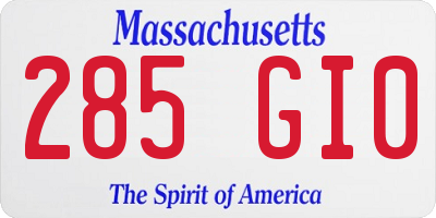MA license plate 285GI0