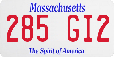 MA license plate 285GI2
