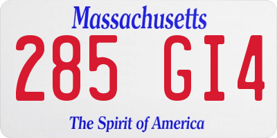 MA license plate 285GI4