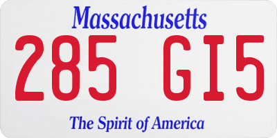 MA license plate 285GI5