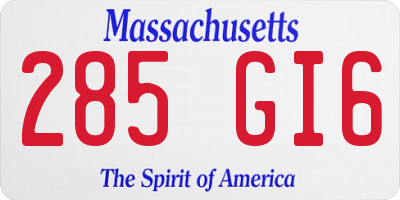 MA license plate 285GI6