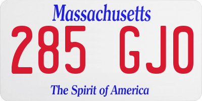 MA license plate 285GJ0