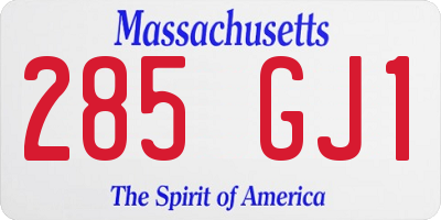 MA license plate 285GJ1