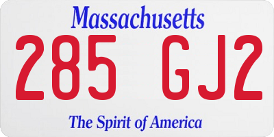 MA license plate 285GJ2