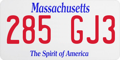 MA license plate 285GJ3