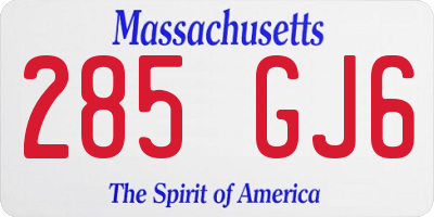 MA license plate 285GJ6