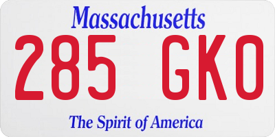 MA license plate 285GK0