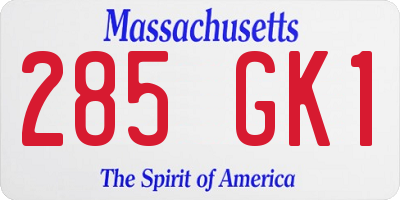 MA license plate 285GK1