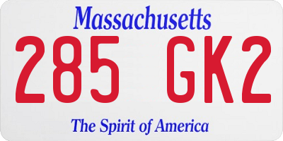 MA license plate 285GK2