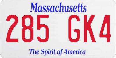 MA license plate 285GK4