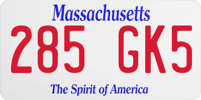 MA license plate 285GK5