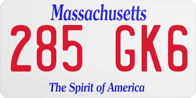 MA license plate 285GK6