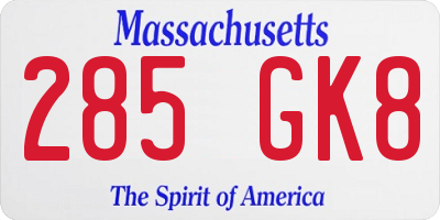 MA license plate 285GK8