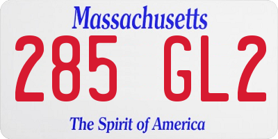 MA license plate 285GL2