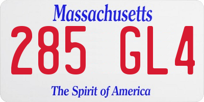 MA license plate 285GL4